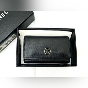 Authentic Chanel CC Logo Key Case Bifold Leather Key Made in Italy 10141054